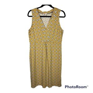 Boden Yellow & Navy Tile Design Modal/Cotton Sleeveless Dress Sz 10